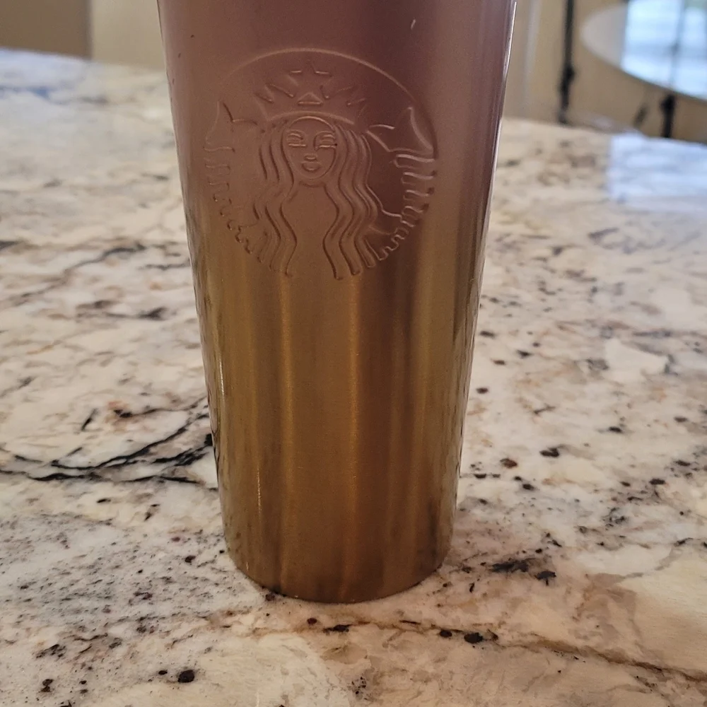 Starbucks Fall Pink Rose Gold Ombre Stainless Steel Venti 24 Oz Cold/Hot Cup